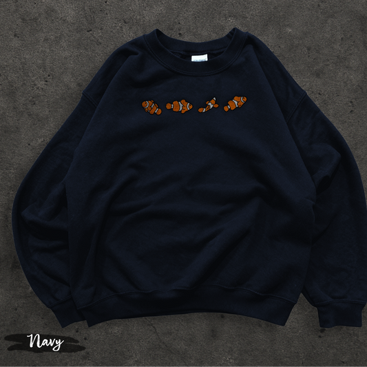 Embroidered Clownfish Crewneck Sweatshirt – Gildan 18000 | Fins & Fiction