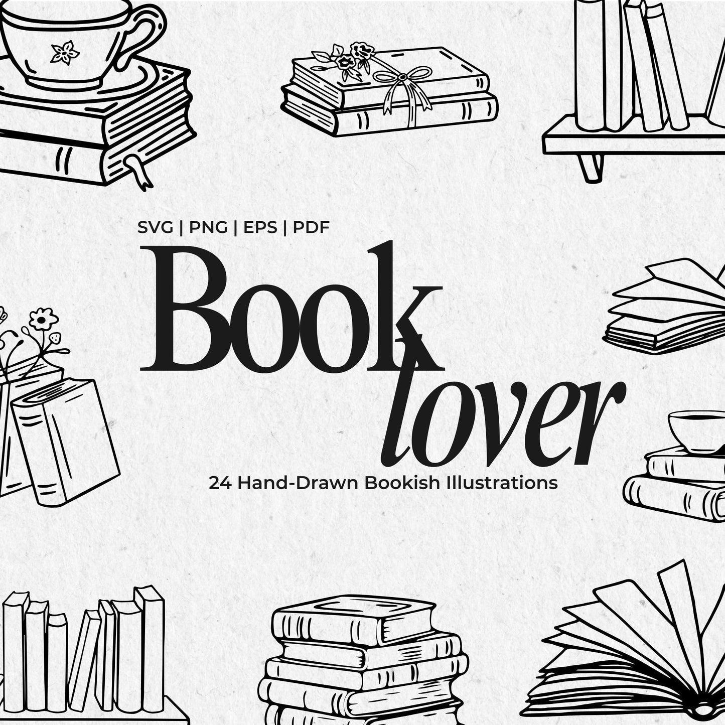 Book Lover Line Art Bundle