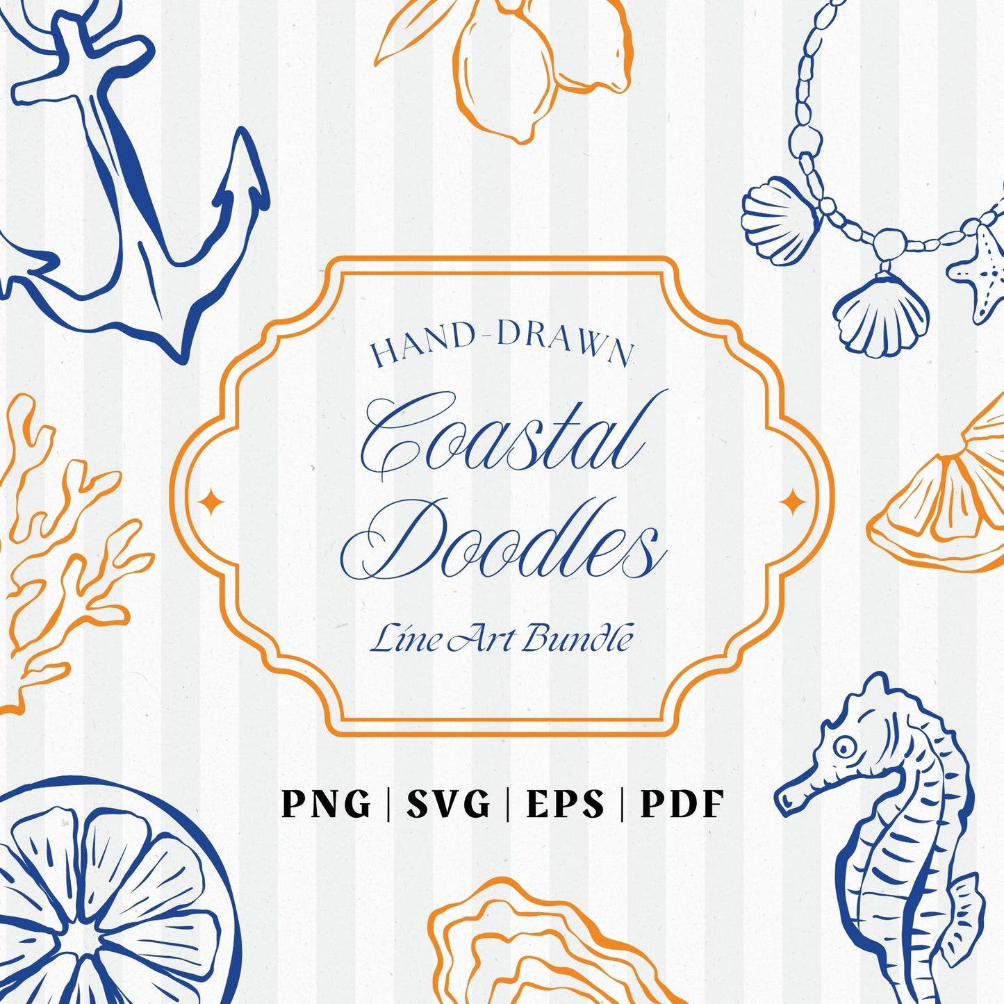 Coastal Line Art Clipart Bundle