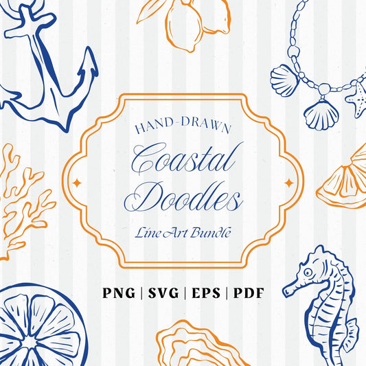 Coastal Line Art Clipart Bundle