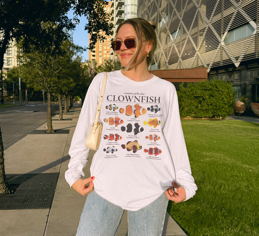 Clownfish Species Long Sleeve Shirt | Comfort Colors 6014 | Marine Biology Tee | Ocean Lover Gift | Reef Tank Hobby Shirt
