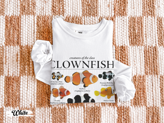 Clownfish Species Long Sleeve Shirt | Comfort Colors 6014 | Marine Biology Tee | Ocean Lover Gift | Reef Tank Hobby Shirt