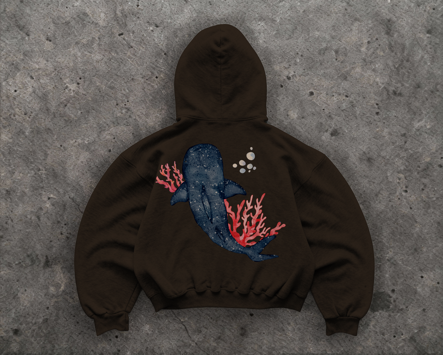 Watercolor Whale Hoodie – Coastal Whale Shark Sweatshirt | Ocean Lover Hoodie by Fins & Fiction