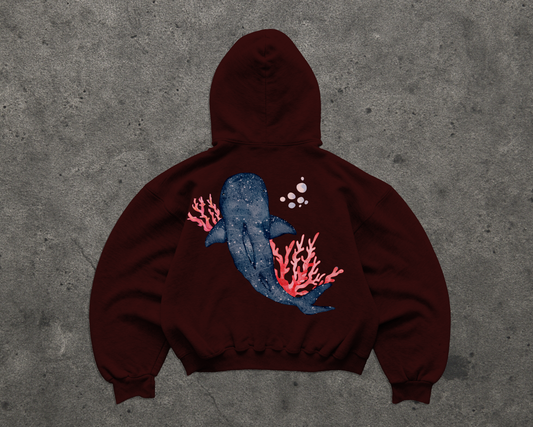 Watercolor Whale Hoodie – Coastal Whale Shark Sweatshirt | Ocean Lover Hoodie by Fins & Fiction