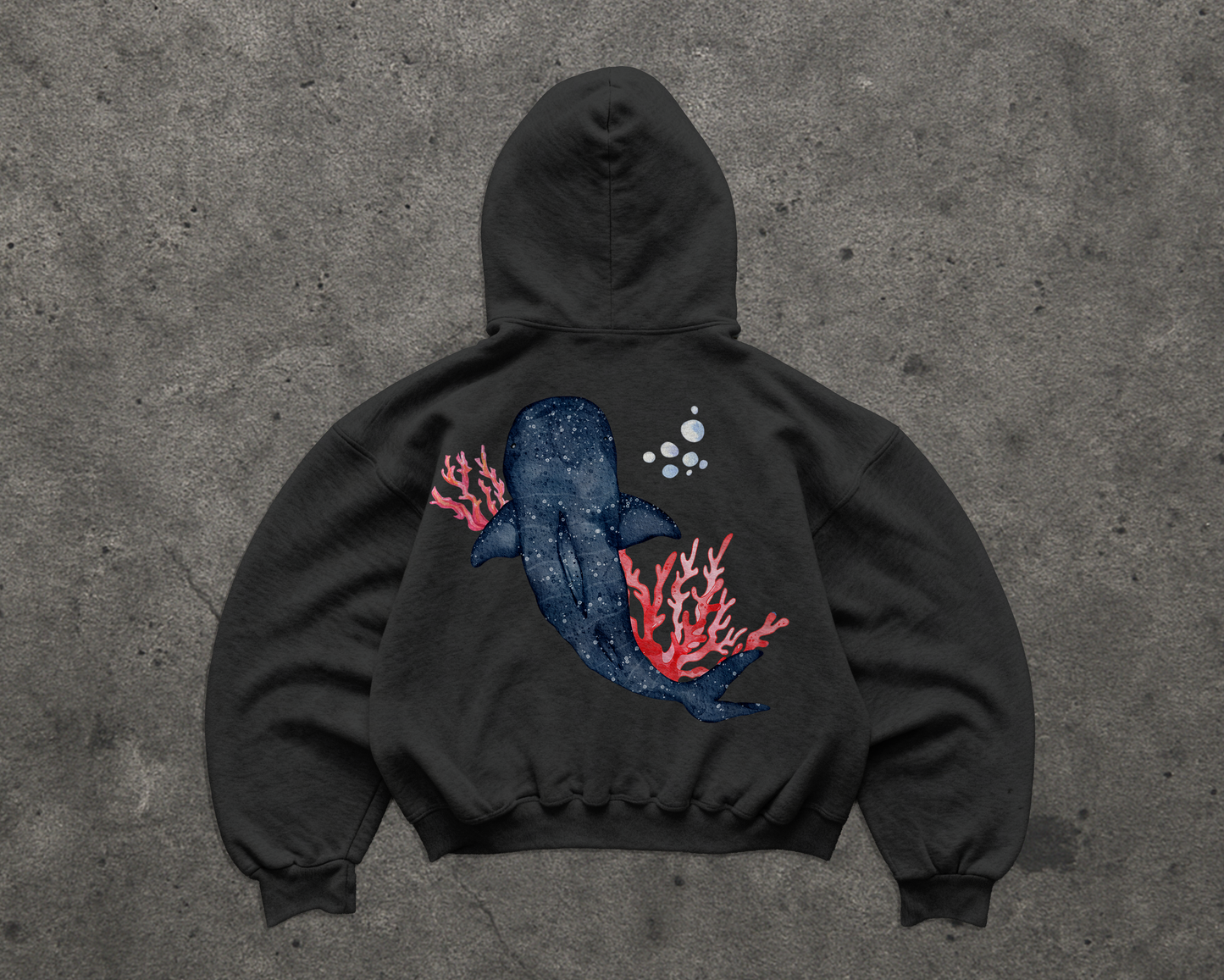 Watercolor Whale Hoodie – Coastal Whale Shark Sweatshirt | Ocean Lover Hoodie by Fins & Fiction