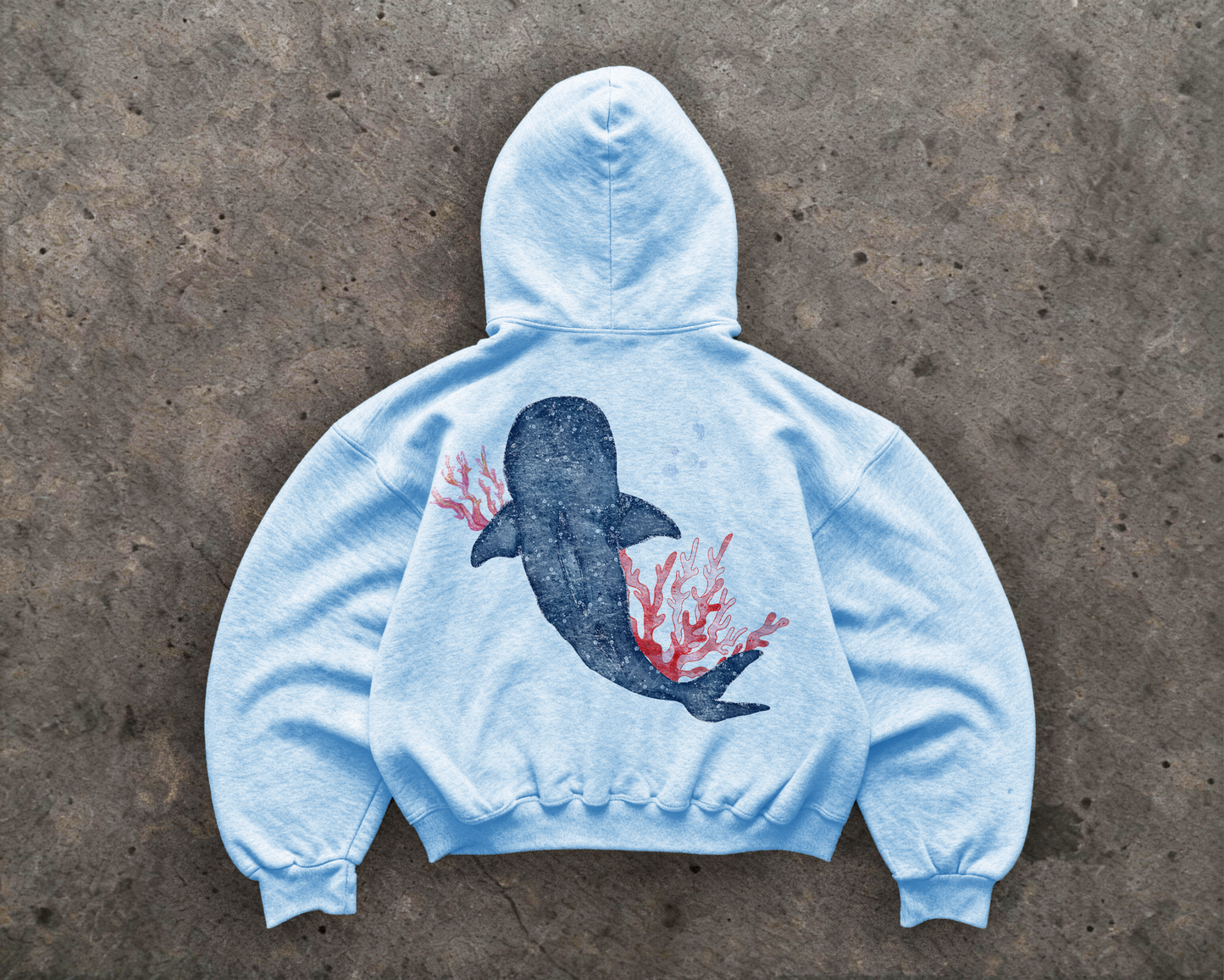 Watercolor Whale Hoodie – Coastal Whale Shark Sweatshirt | Ocean Lover Hoodie by Fins & Fiction