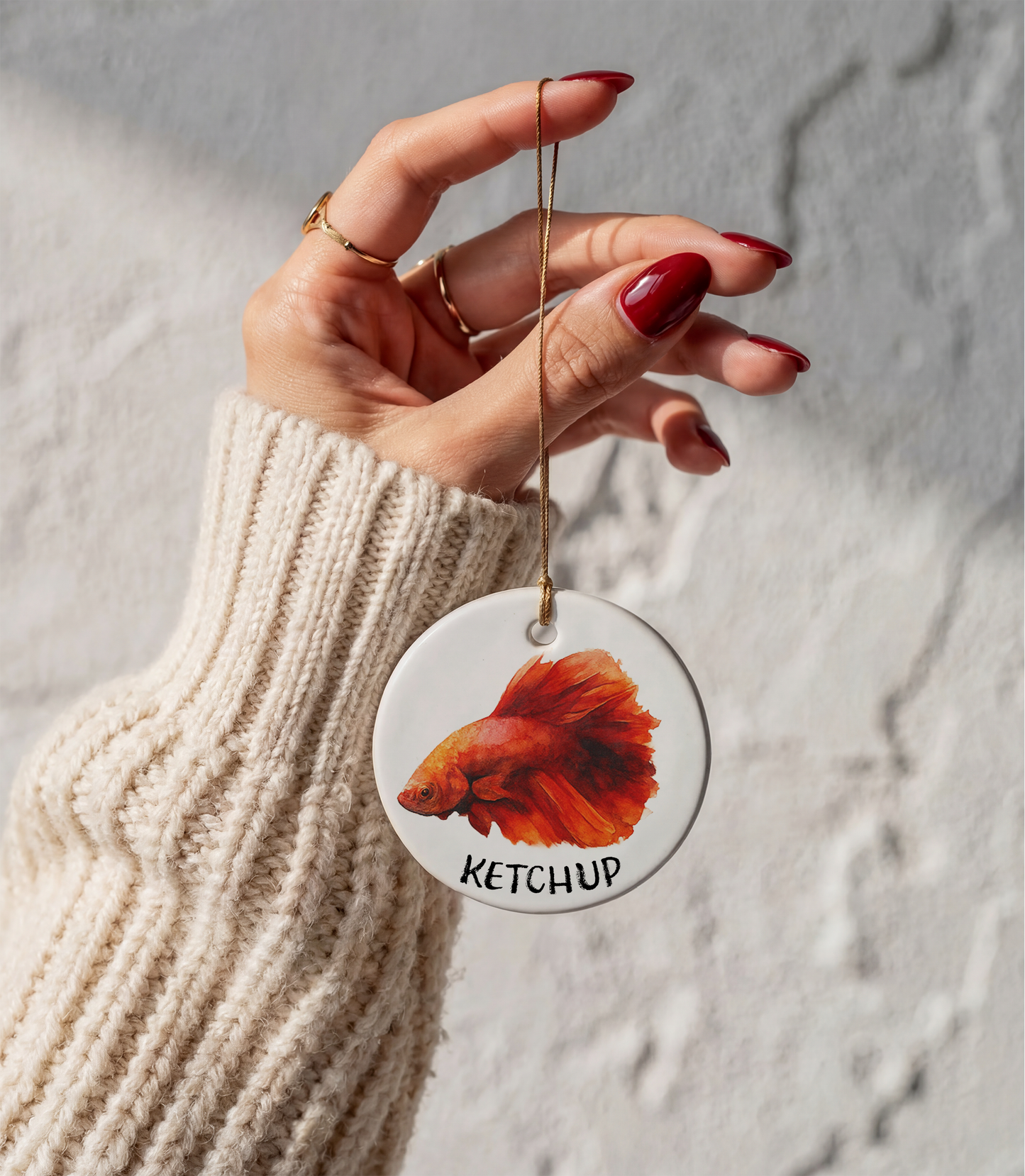 Custom Betta Fish Ornament | Watercolor Pet Portrait, Memorial Gift