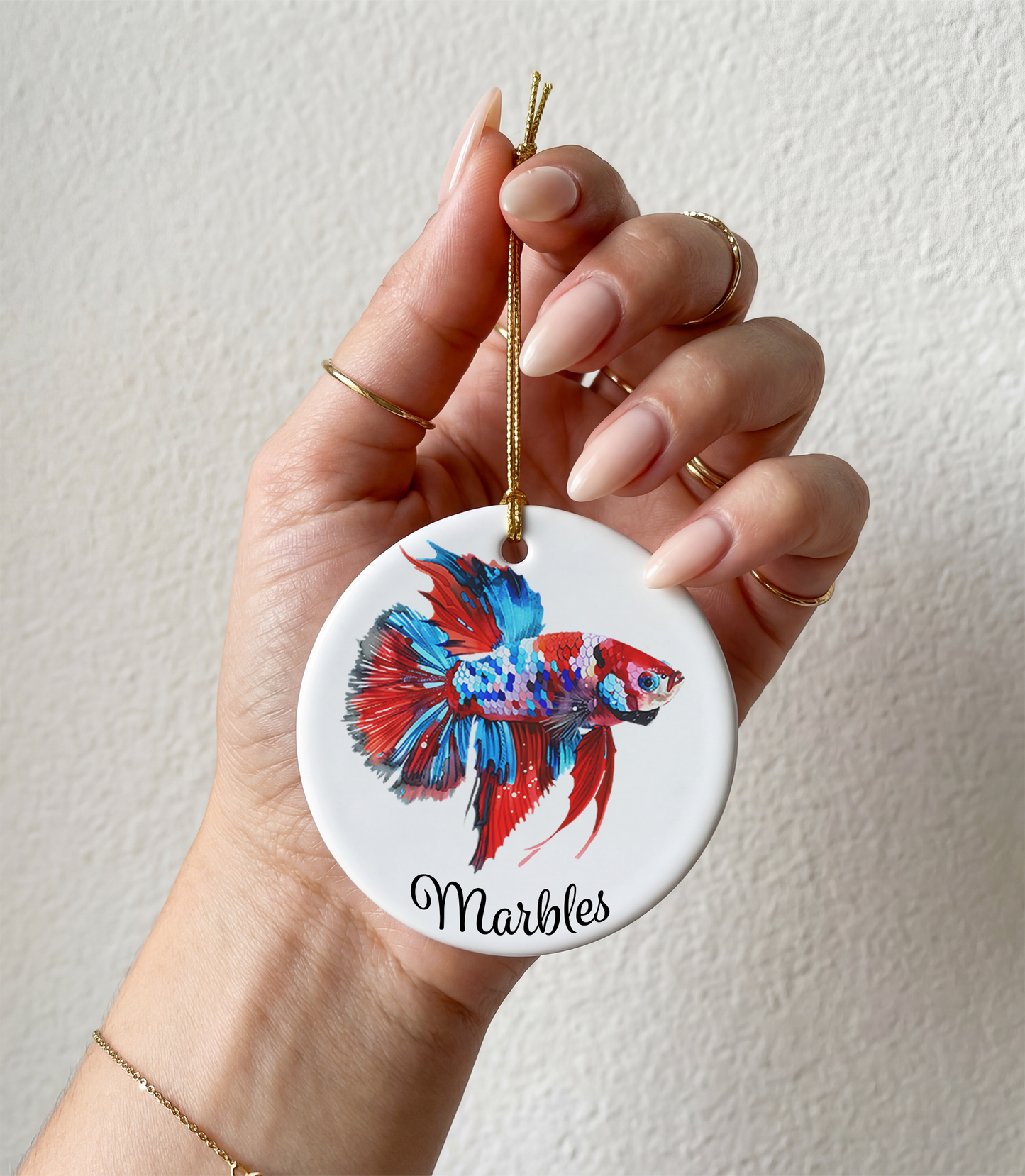 Custom Betta Fish Ornament | Watercolor Pet Portrait, Memorial Gift