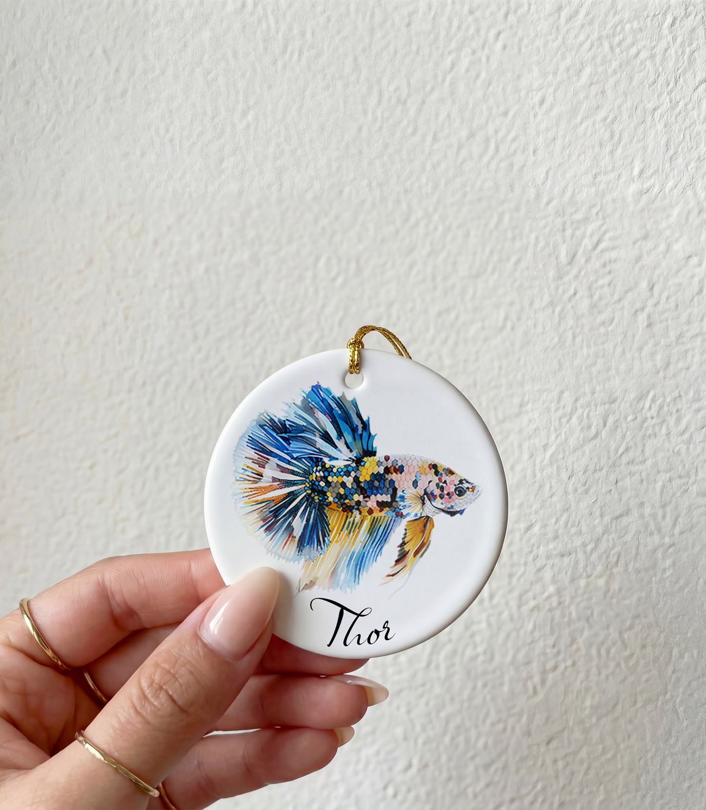 Custom Betta Fish Ornament | Watercolor Pet Portrait, Memorial Gift