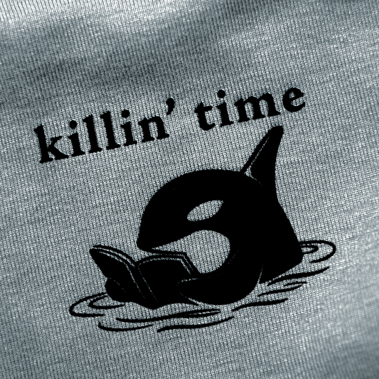 Killin’ Time Orca Embroidered Gildan Crewneck | Cozy Minimalist Sweatshirt
