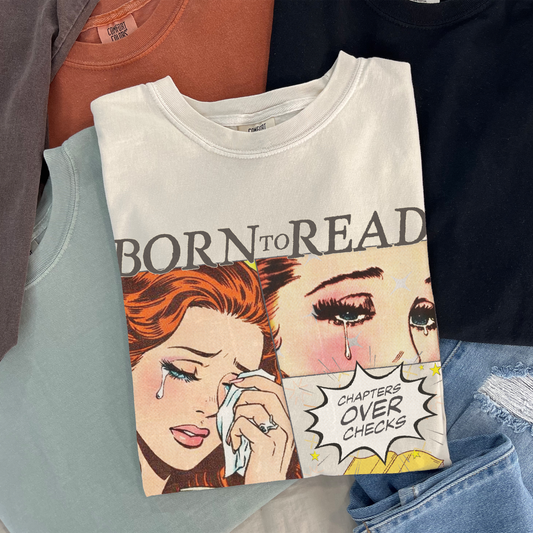 Born to Read Forced to Work Comfort Colors T-Shirt | Vintage Book Lover Tee