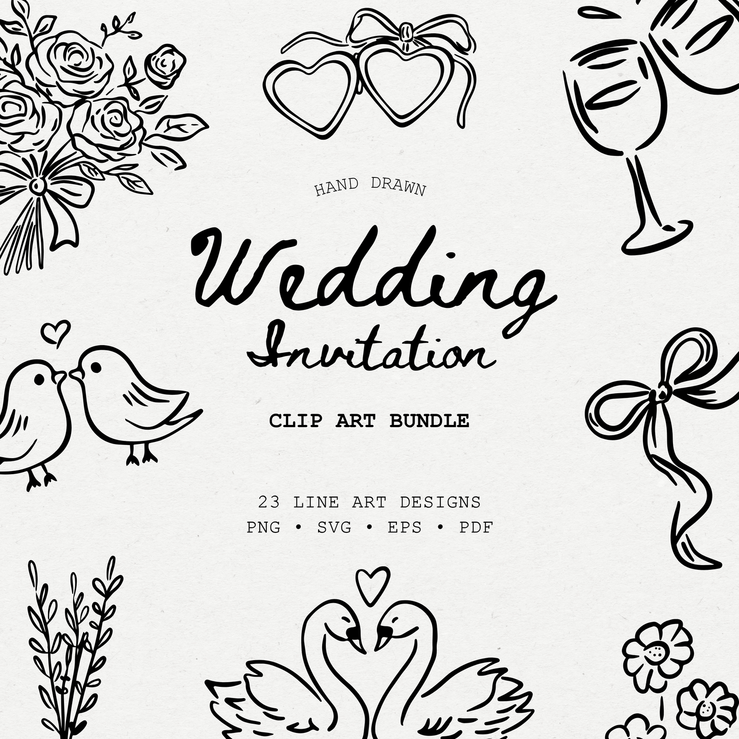 Hand Drawn Wedding Clip Art Bundle | PNG SVG EPS PDF