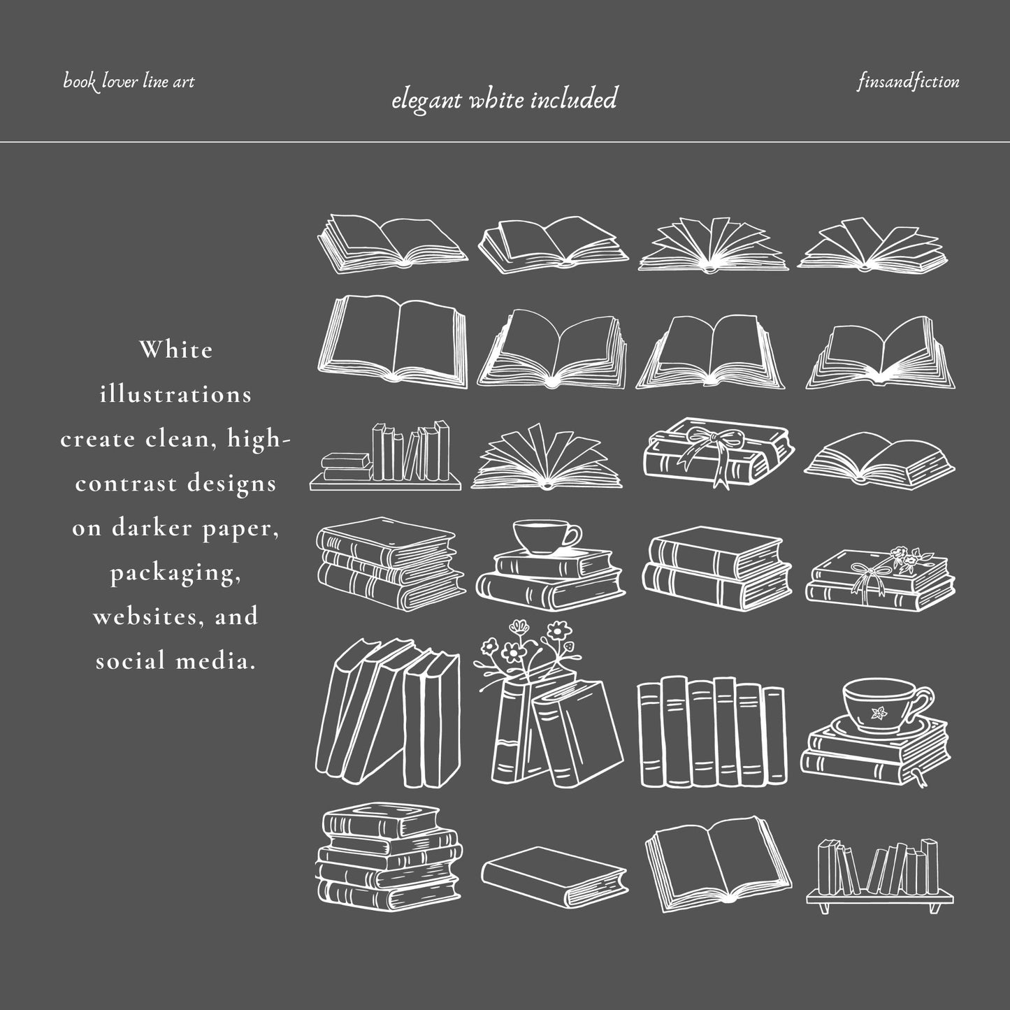 Book Lover Line Art Bundle
