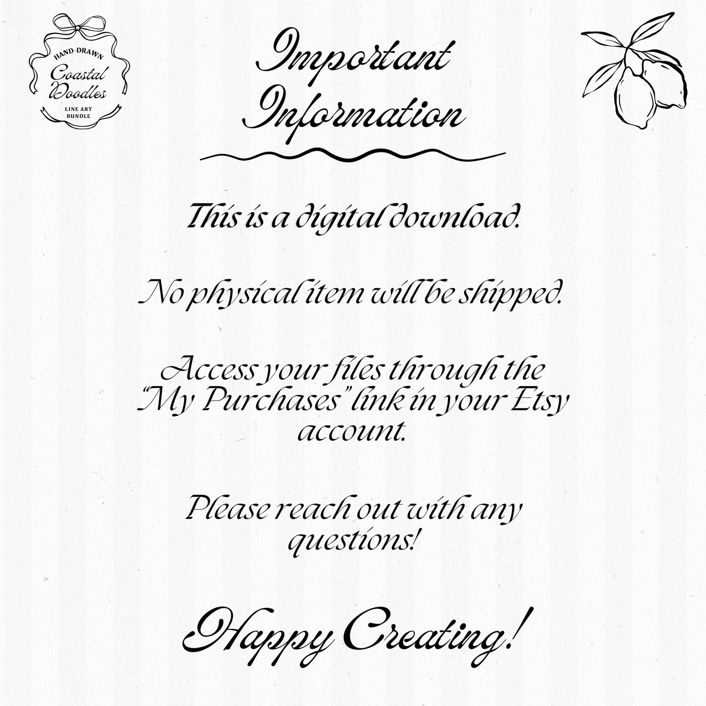 Coastal Line Art Clipart Bundle