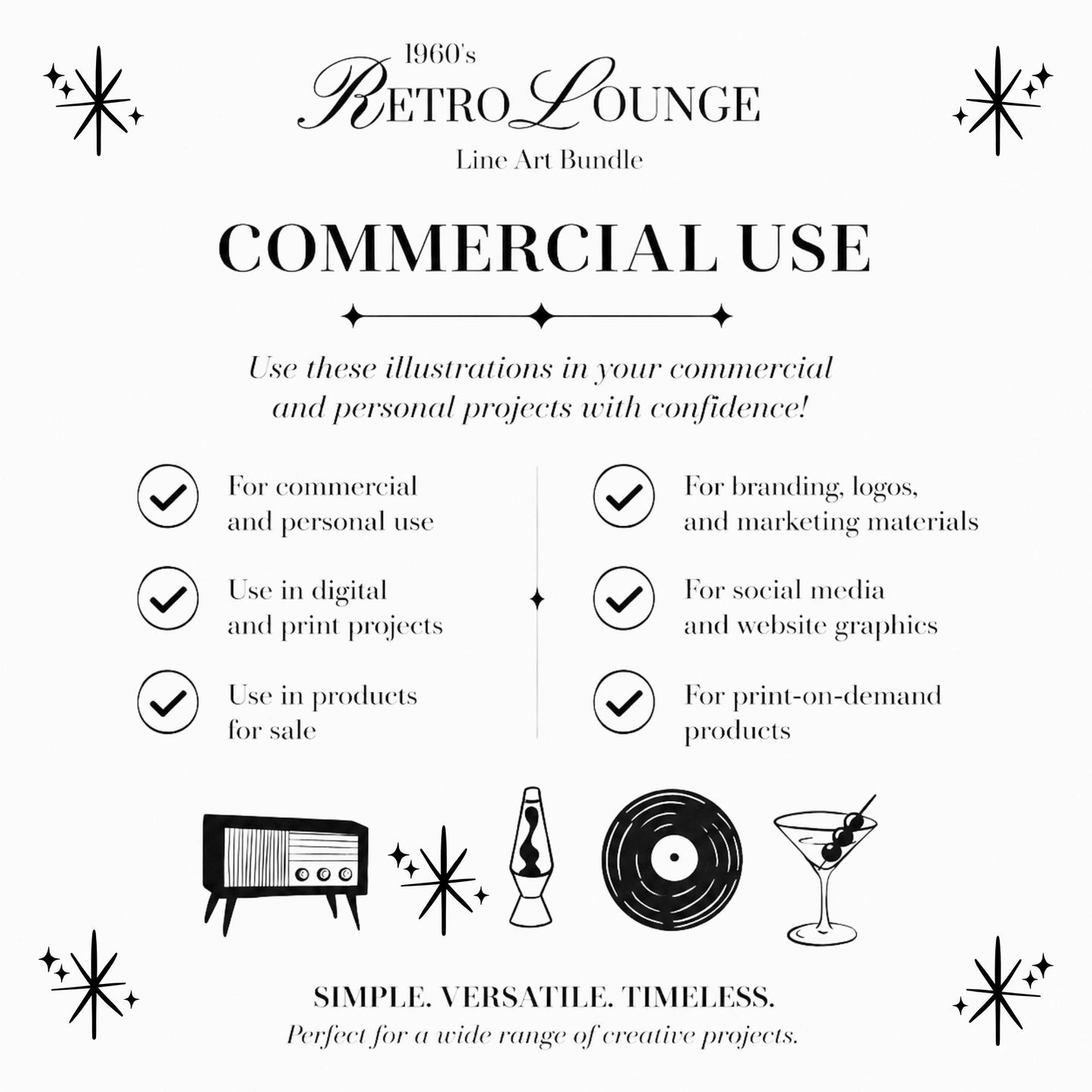Retro Lounge Clip Art Bundle