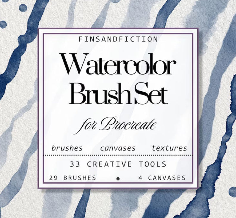 Watercolor Brush Set for Procreate | 29 Brushes + 4 Canvas Textures