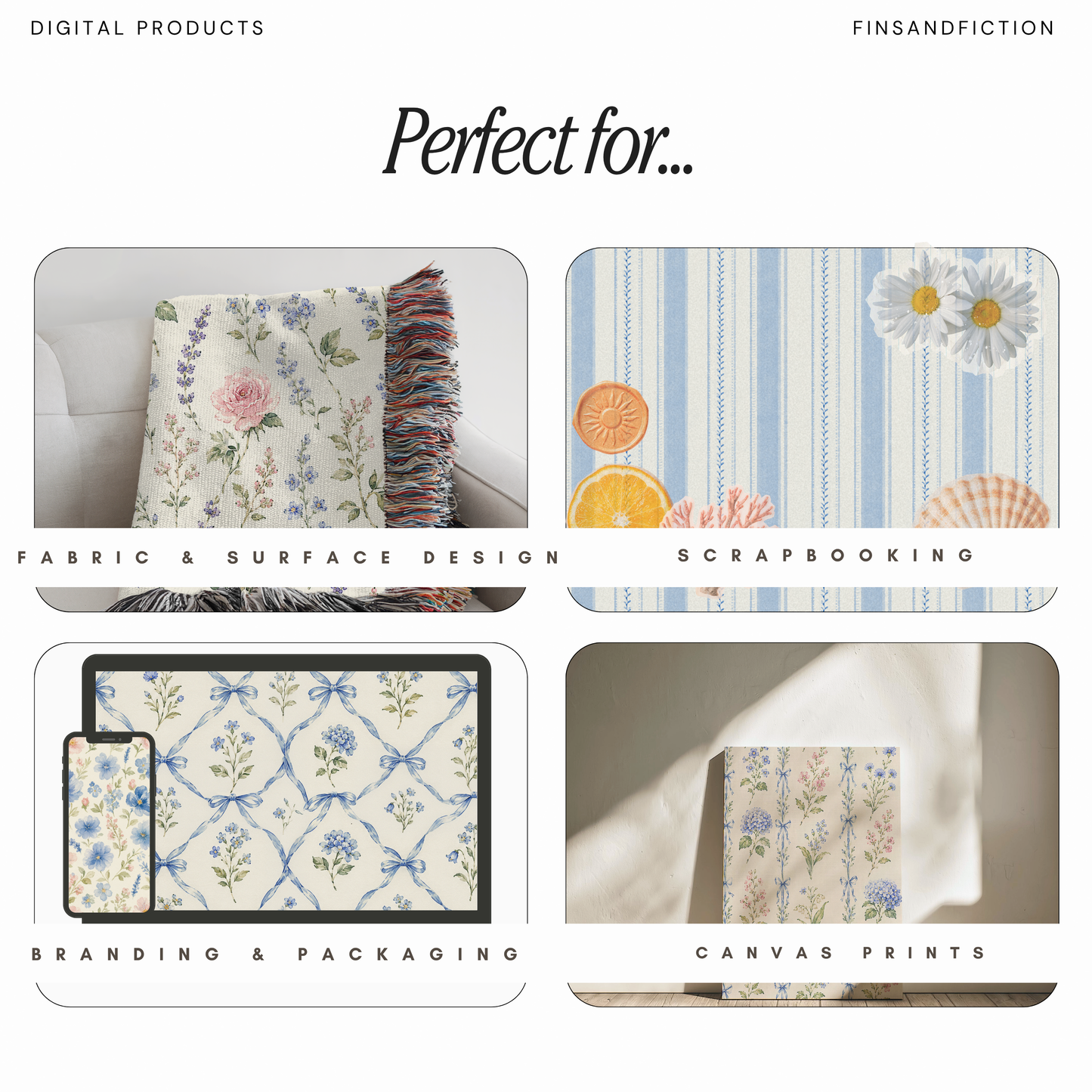 Grandmillennial Seamless Pattern Bundle | 10 Digital Pattern Tiles