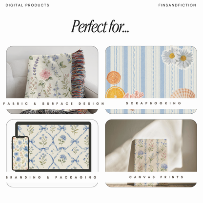 Grandmillennial Seamless Pattern Bundle | 10 Digital Pattern Tiles