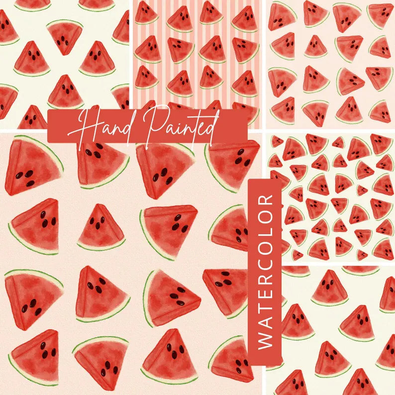 Whimsy Watermelon Seamless Pattern Bundle | Digital Pattern Pack