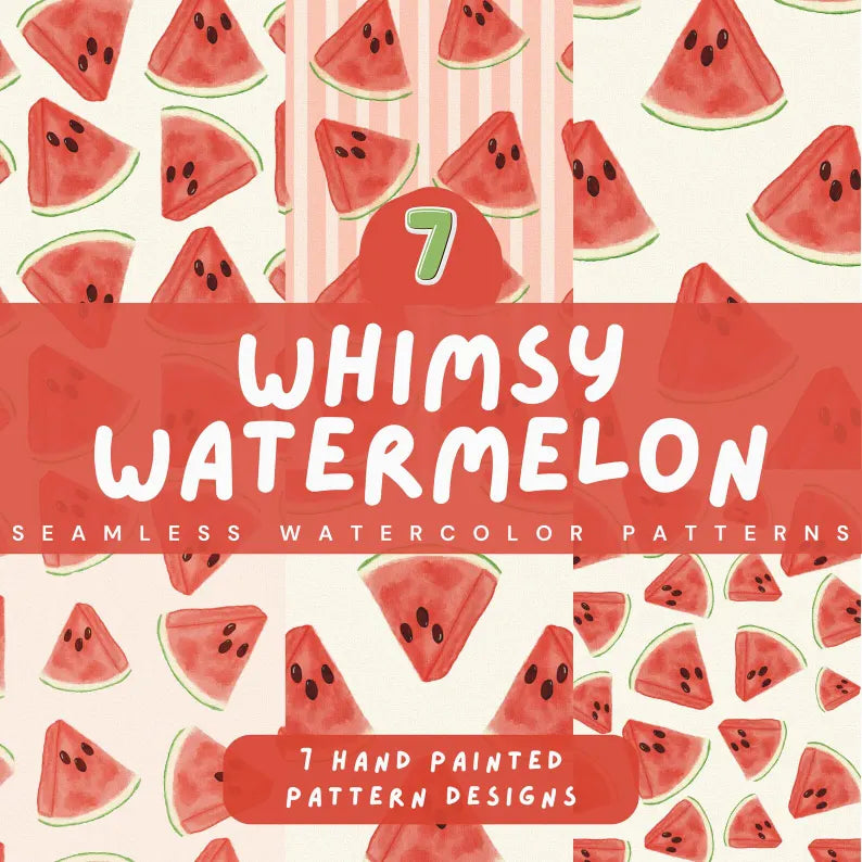Whimsy Watermelon Seamless Pattern Bundle | Digital Pattern Pack