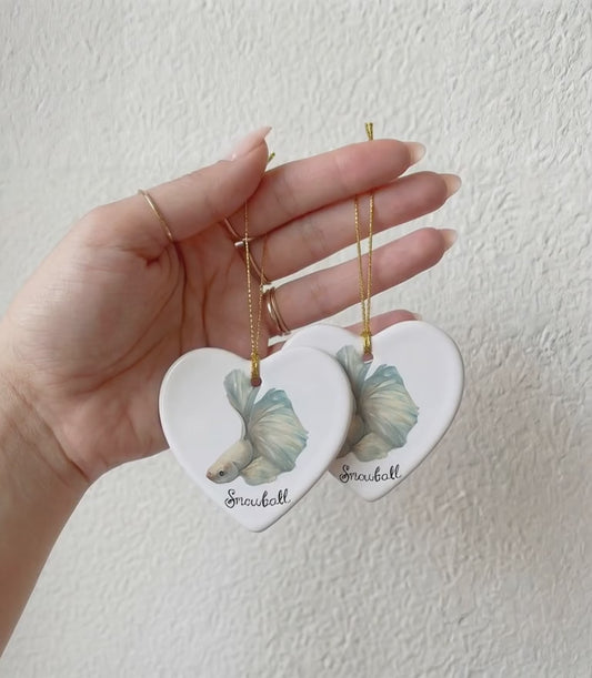 Custom Betta Fish Ornament | Watercolor Pet Portrait, Memorial Gift